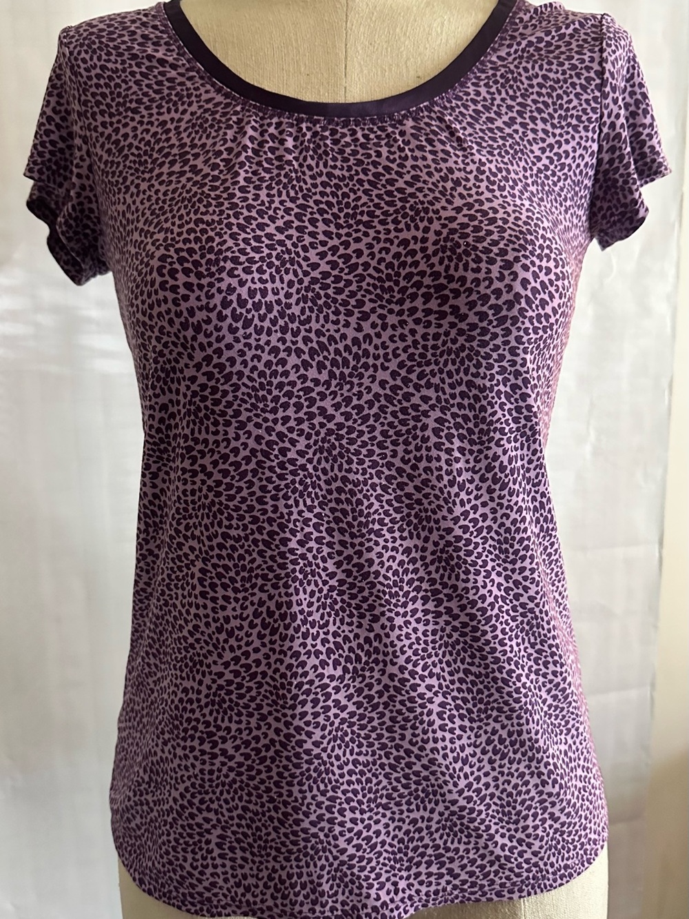 Alfani Purple Leopard-Print Short Sleeve Tee